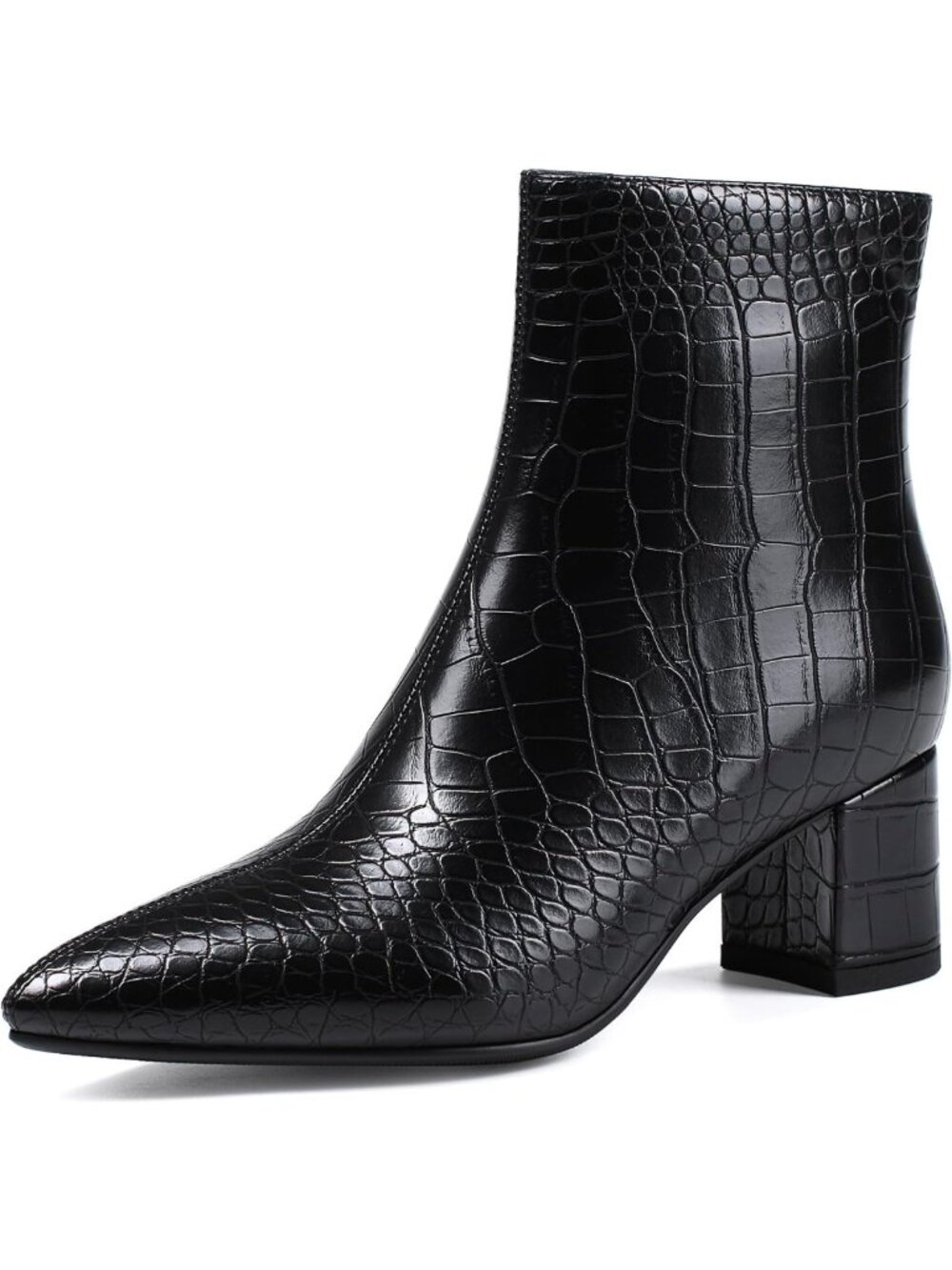 Chic Pointed Toe Ankle Booties for Women - Chunky Block Low Heel, Stylish